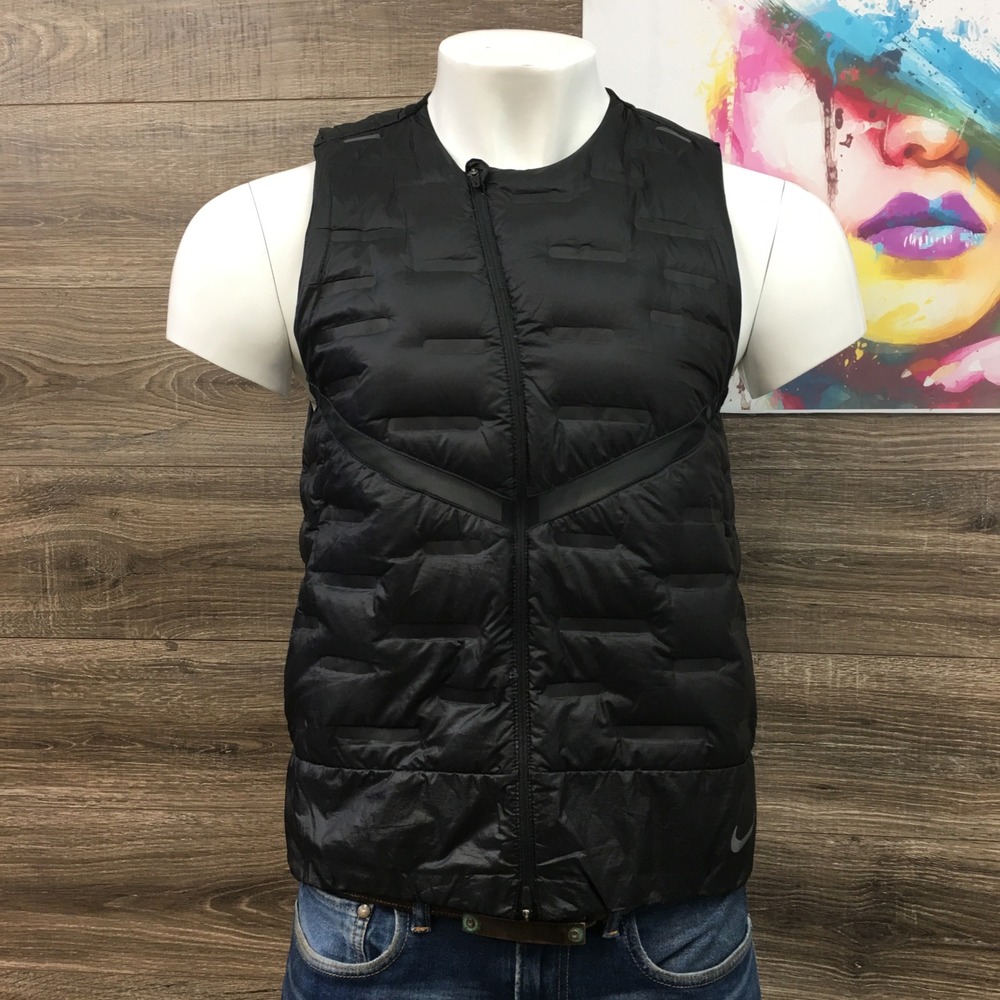 Nike AeroLoft Mens Running Vest Black Down Fill Puffer CU7797-010 Size M